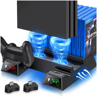 game console PS4 Stand Controller Station for Dual Charging with Game Storage